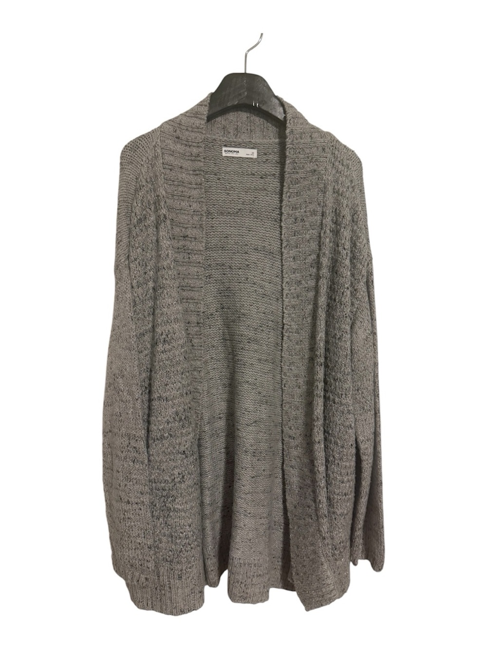 Sonoma Gray Open-Front Knit Cardigan